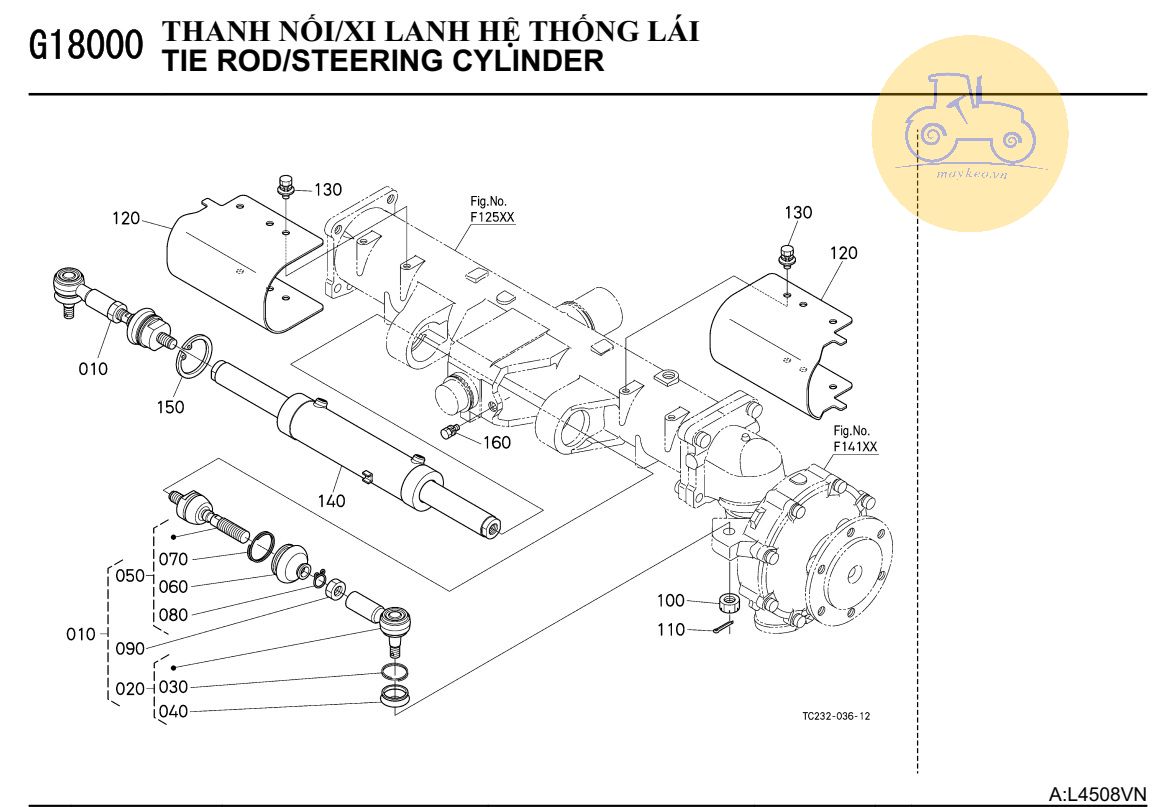 Thanh nối xylanh hệ thống lái